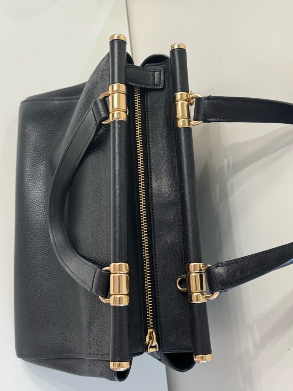 Coach Black Leather Satchel with Gold Hardware and Detachable Strap - Picture 7 of 16